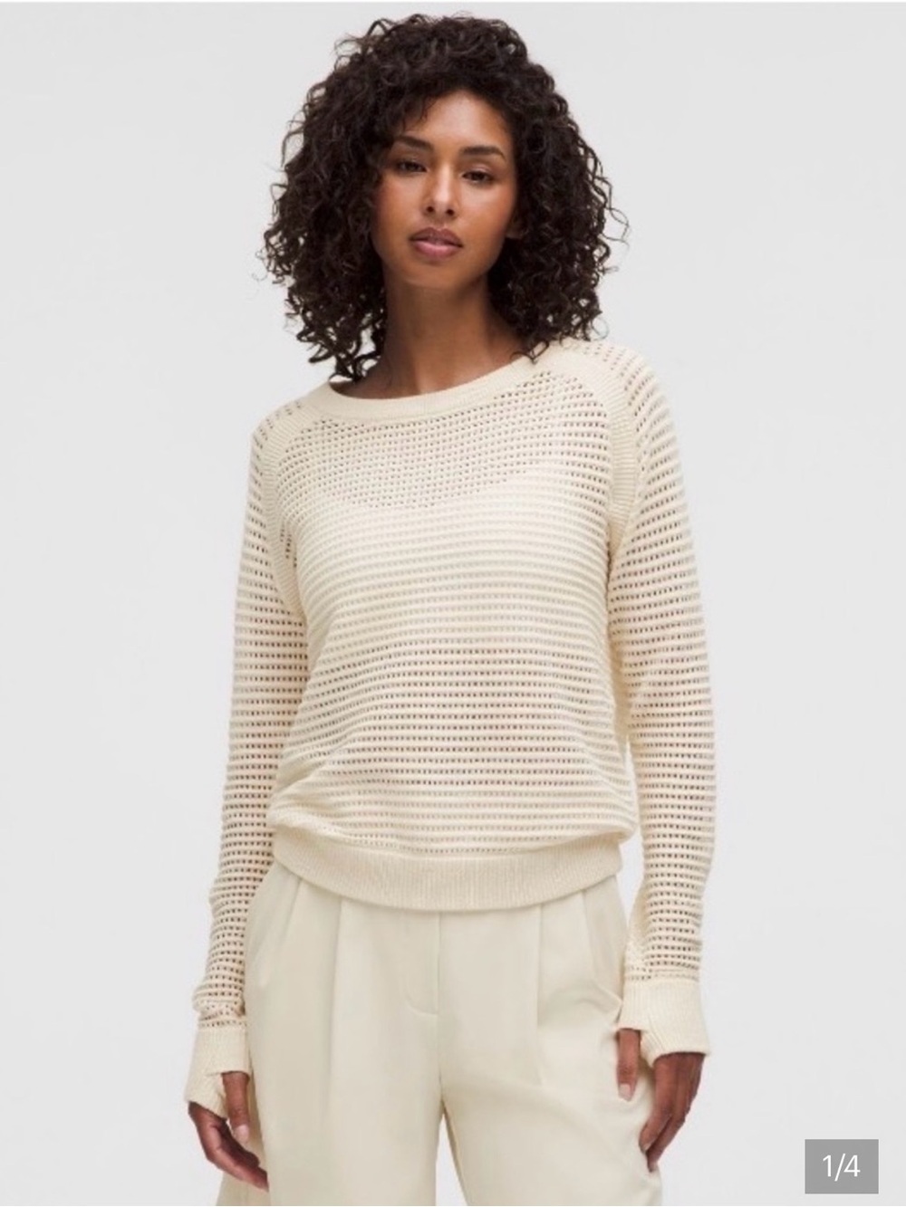 lululemon athletica Cream Open-Knit Crewneck Sweater